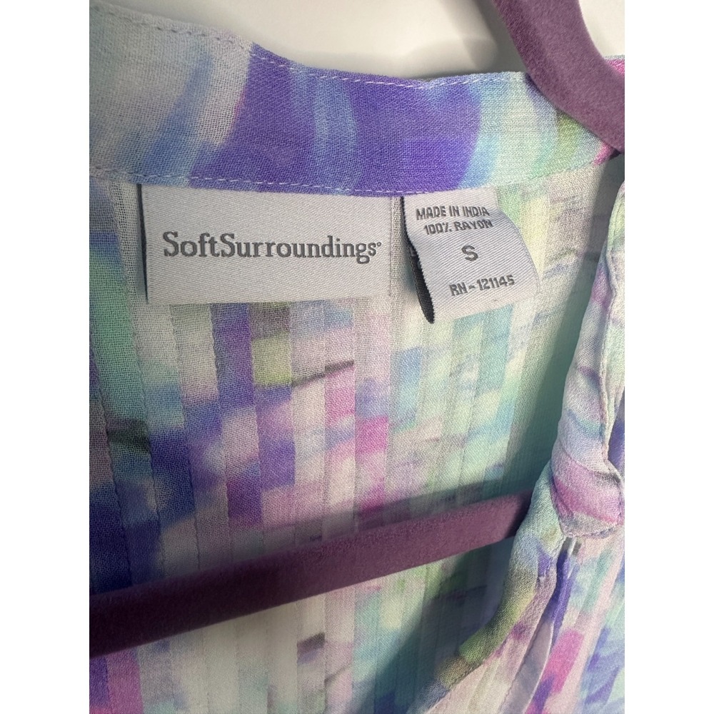 Soft Surroundings Sheer Watercolor Floral Ombre Pintuck Tunic Top Small *Flaw - Picture 7 of 13